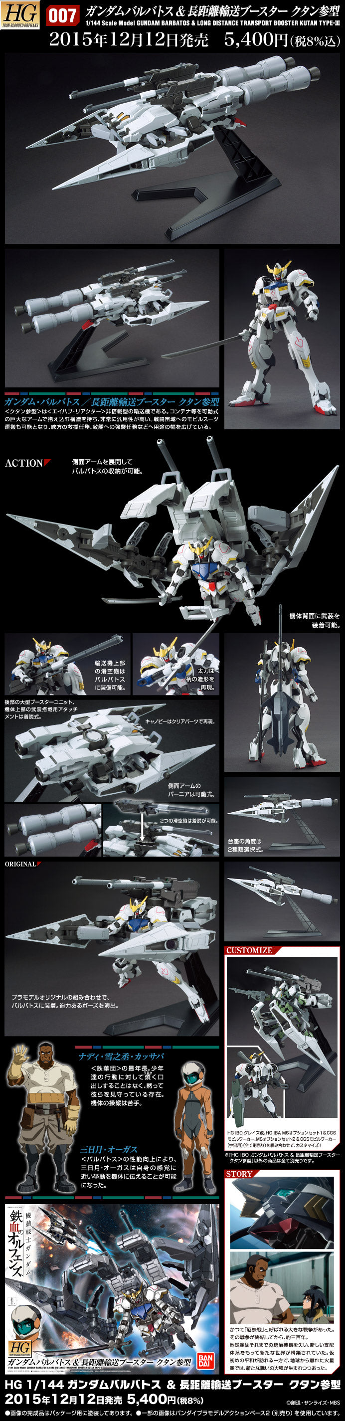 HG 1/144 Gundam Barbatos & Long Distance Transport Booster Kutan Type 3